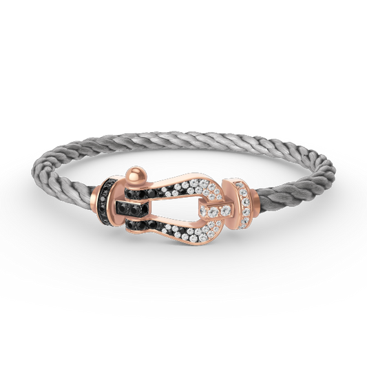 [Cadisa]FORCE LARGE HORSESHOE BLACK WHITE DIAMOND BRACELET ROSE GOLD