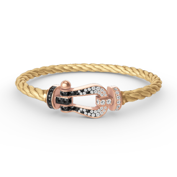 [Cadisa]FORCE LARGE HORSESHOE BLACK WHITE DIAMOND BRACELET ROSE GOLD