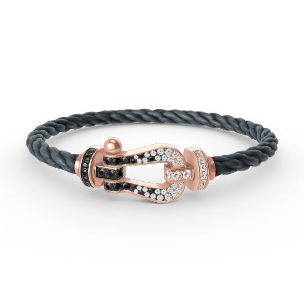 [Cadisa]FORCE LARGE HORSESHOE BLACK WHITE DIAMOND BRACELET ROSE GOLD