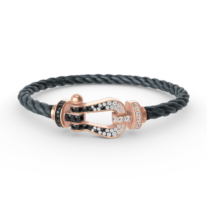 [Cadisa]FORCE LARGE HORSESHOE BLACK WHITE DIAMOND BRACELET ROSE GOLD