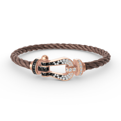 [Cadisa]FORCE LARGE HORSESHOE BLACK WHITE DIAMOND BRACELET ROSE GOLD