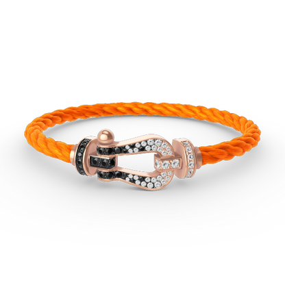 [Cadisa]FORCE LARGE HORSESHOE BLACK WHITE DIAMOND BRACELET ROSE GOLD