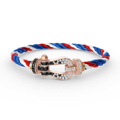 [Cadisa]FORCE LARGE HORSESHOE BLACK WHITE DIAMOND BRACELET ROSE GOLD