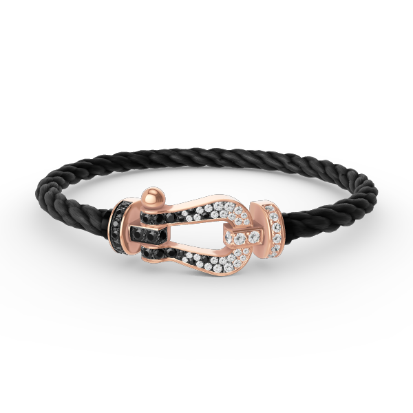 [Cadisa]FORCE LARGE HORSESHOE BLACK WHITE DIAMOND BRACELET ROSE GOLD