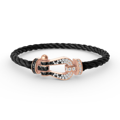 [Cadisa]FORCE LARGE HORSESHOE BLACK WHITE DIAMOND BRACELET ROSE GOLD