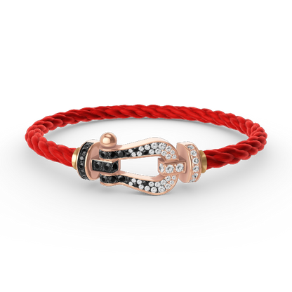 [Cadisa]FORCE LARGE HORSESHOE BLACK WHITE DIAMOND BRACELET ROSE GOLD