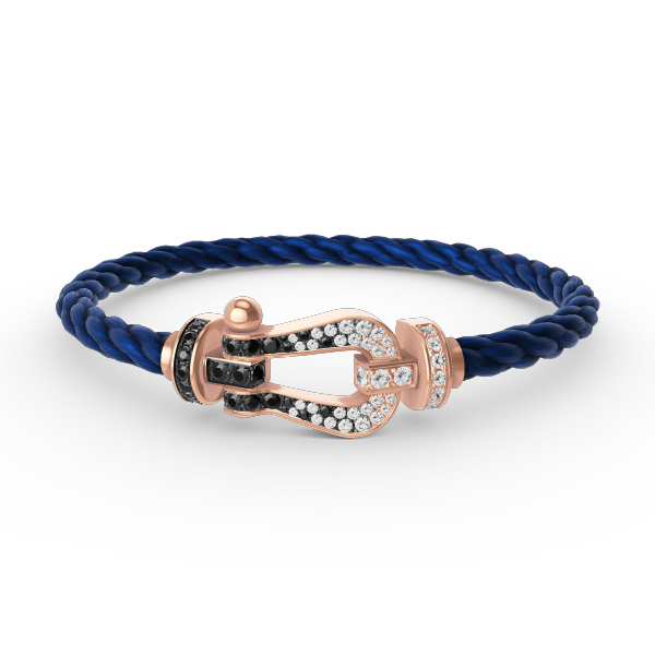[Cadisa]FORCE LARGE HORSESHOE BLACK WHITE DIAMOND BRACELET ROSE GOLD