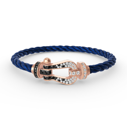[Cadisa]FORCE LARGE HORSESHOE BLACK WHITE DIAMOND BRACELET ROSE GOLD