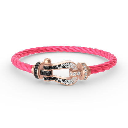 [Cadisa]FORCE LARGE HORSESHOE BLACK WHITE DIAMOND BRACELET ROSE GOLD