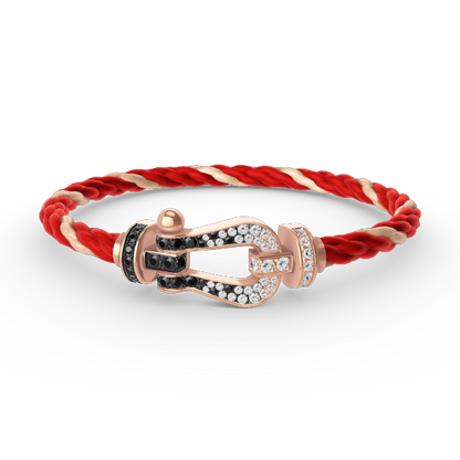 [Cadisa]FORCE LARGE HORSESHOE BLACK WHITE DIAMOND BRACELET ROSE GOLD