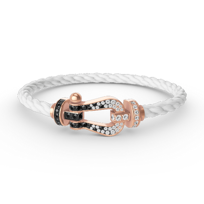 [Cadisa]FORCE LARGE HORSESHOE BLACK WHITE DIAMOND BRACELET ROSE GOLD