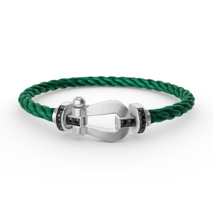 [Cadisa]FORCE LARGE HORSESHOE BLACK DIAMOND BRACELET SILVER