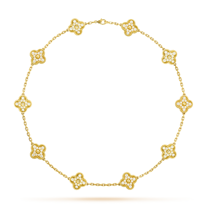 [Cadisa]CLOVER 10 MOTIFS DIAMOND NECKLACE