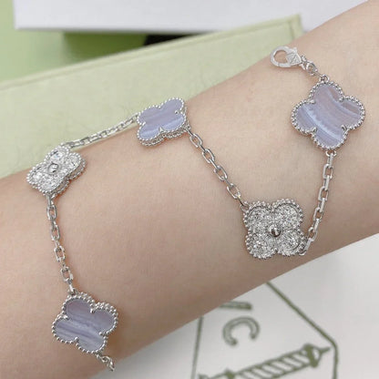 [Cadisa] CLOVER 5 MOTIF PURPLE CHALCEDONY BRACELET COLLECTION