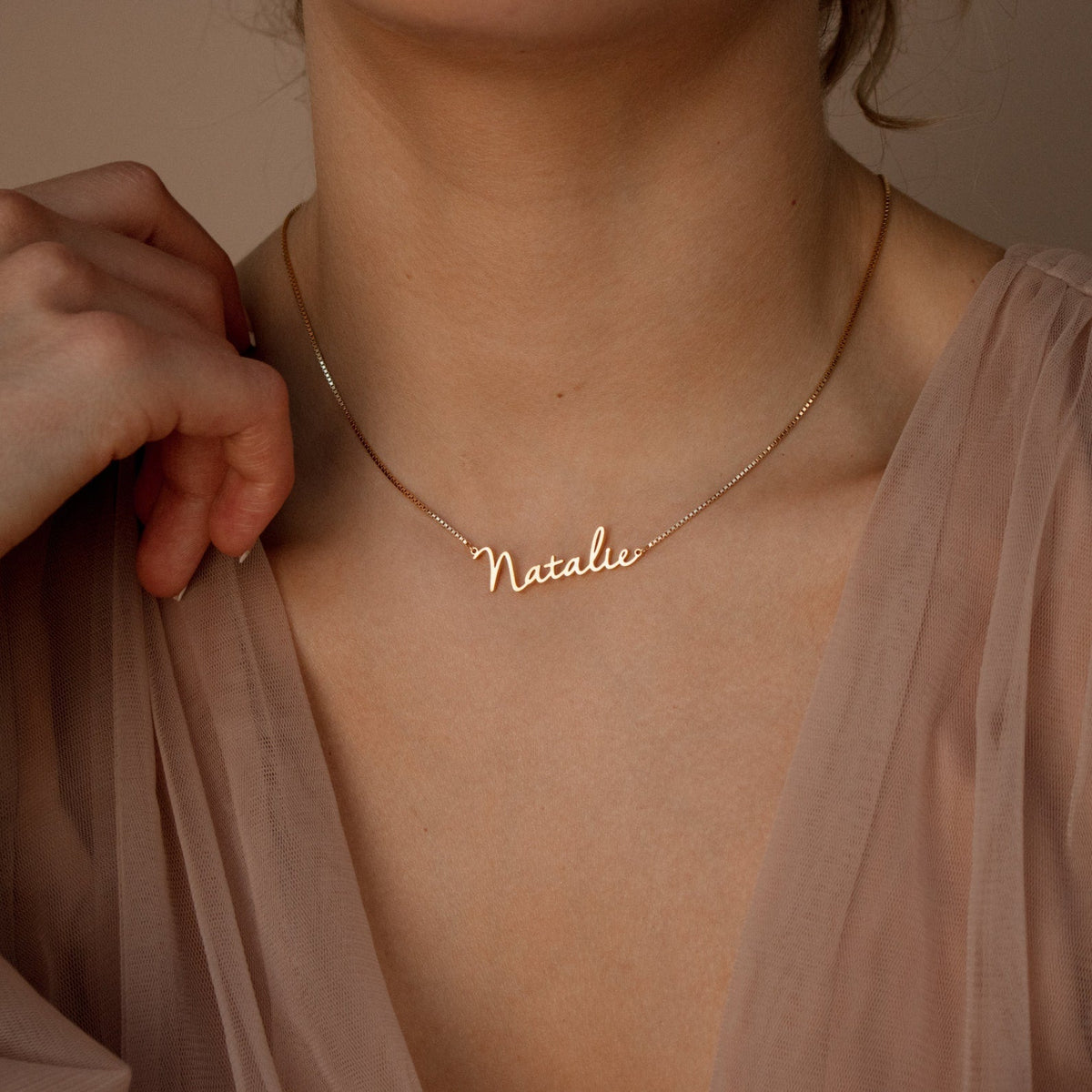 Callie Box Chain Name Necklace