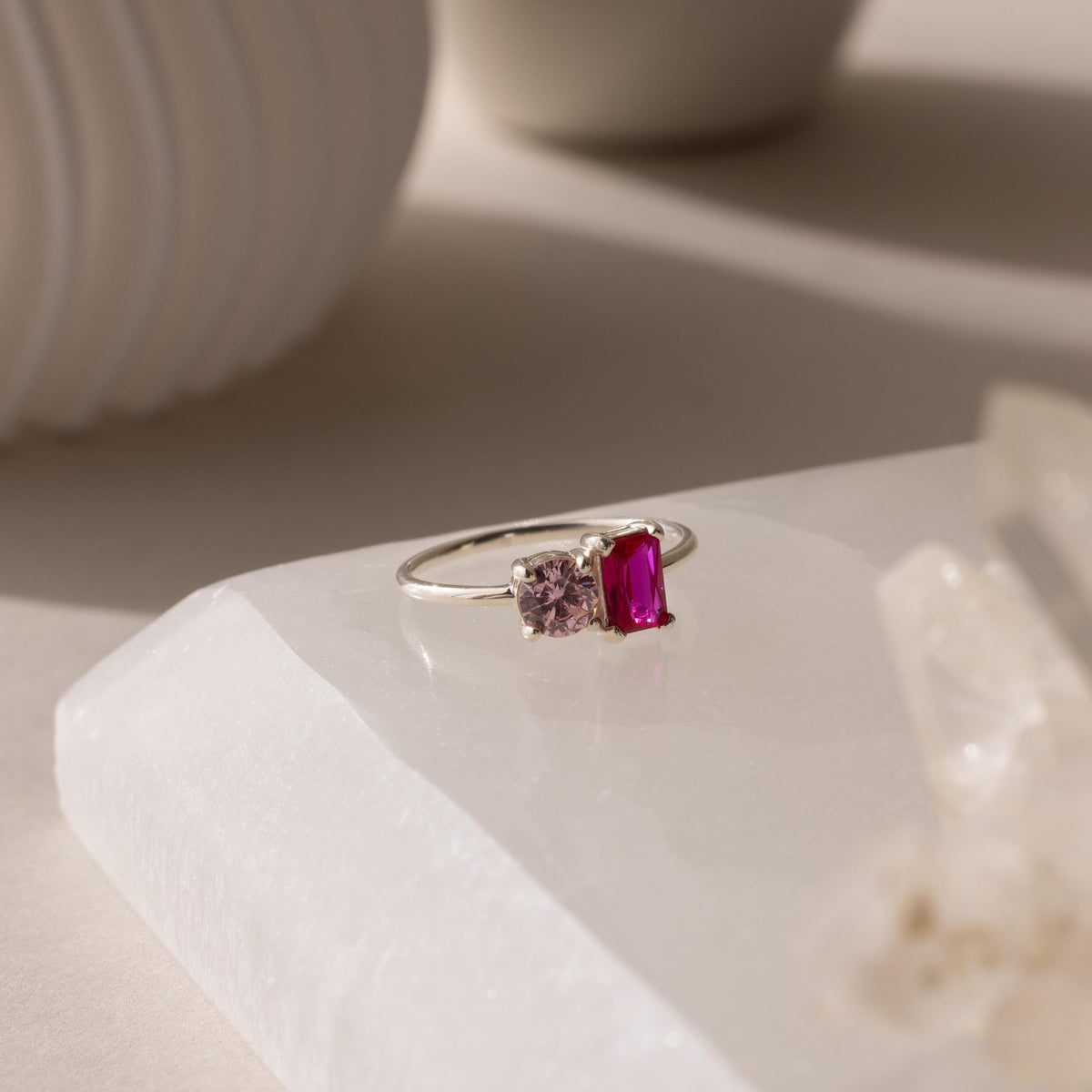 Toi et Moi Emerald Birthstone Ring
