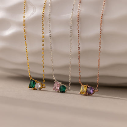 Toi et Moi Emerald Birthstone Necklace