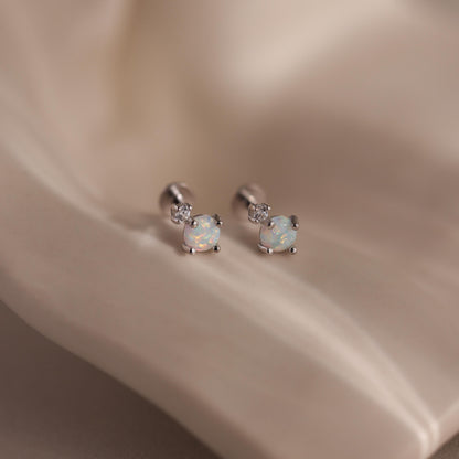 Opal & Diamond Flatback Studs