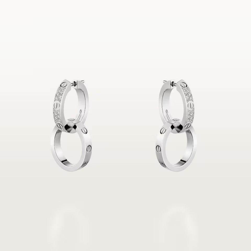 [Cadisa] LOVE 3.3MM DANGLE HALF DIAMOND EARRINGS