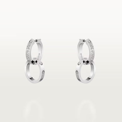 [Cadisa] LOVE 3.3MM DANGLE HALF DIAMOND EARRINGS