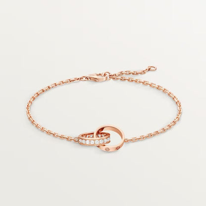 [Cadisa] LOVE DOUBLE RING HALF DIAMOND BRACELET
