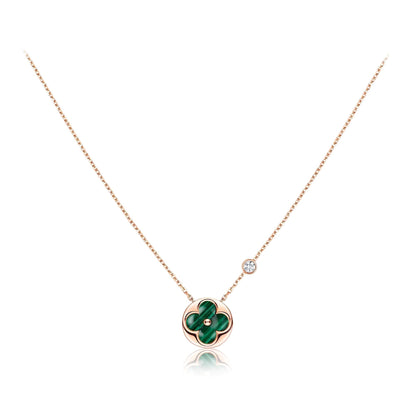 [Cadisa]SUN PEDANT PINK GOLD 1 DIAMOND NECKLACE