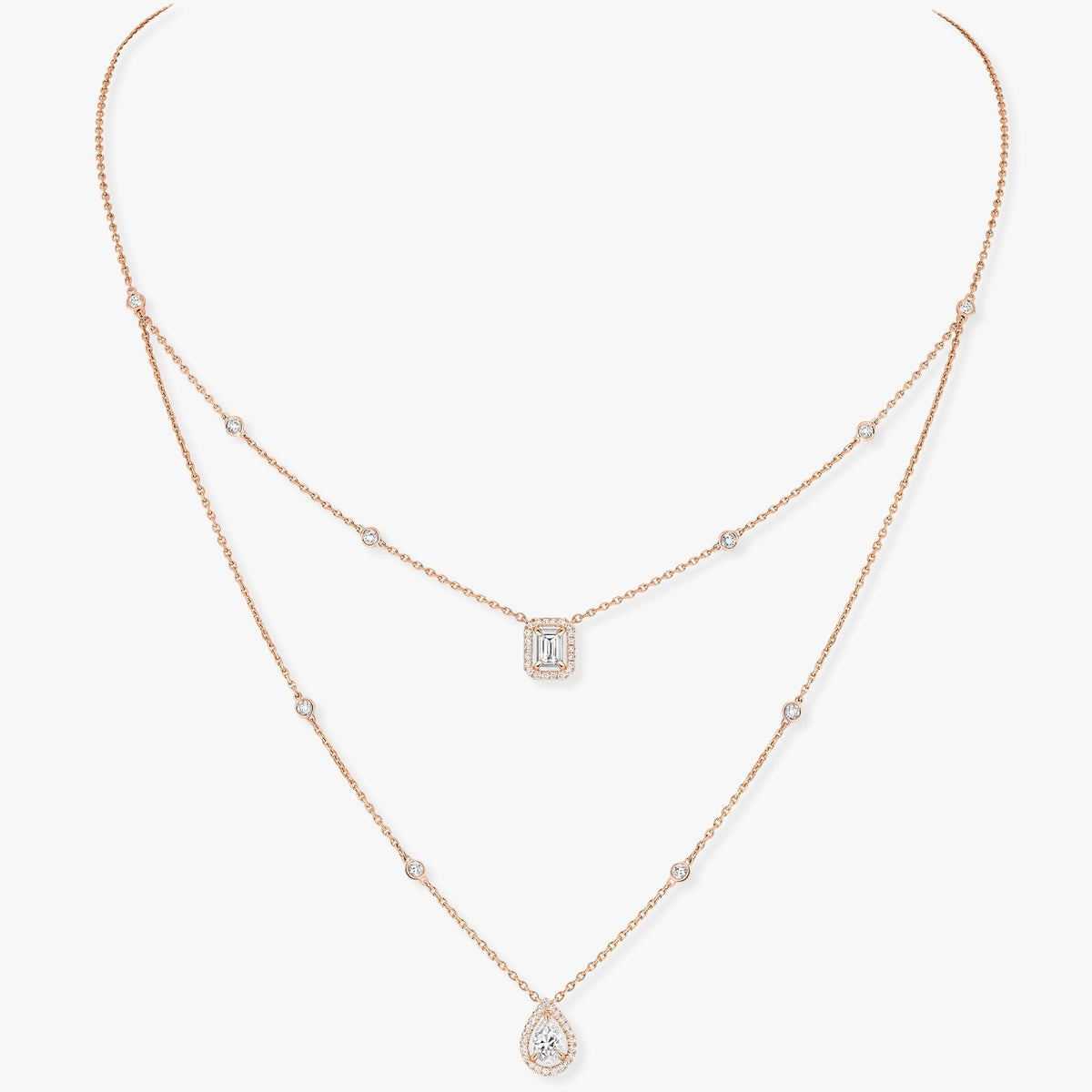 [Cadisa]MY TWIN 2 ROW DIAMOND NECKLACE