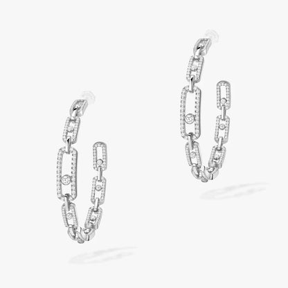 [[Cadisa]Move Link Diamond Hoop Earrings
