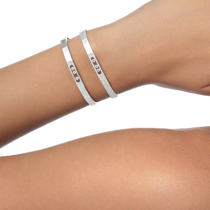 [Cadisa]Move Noa Rose Gold Pavé Diamond Bangle Bracelet