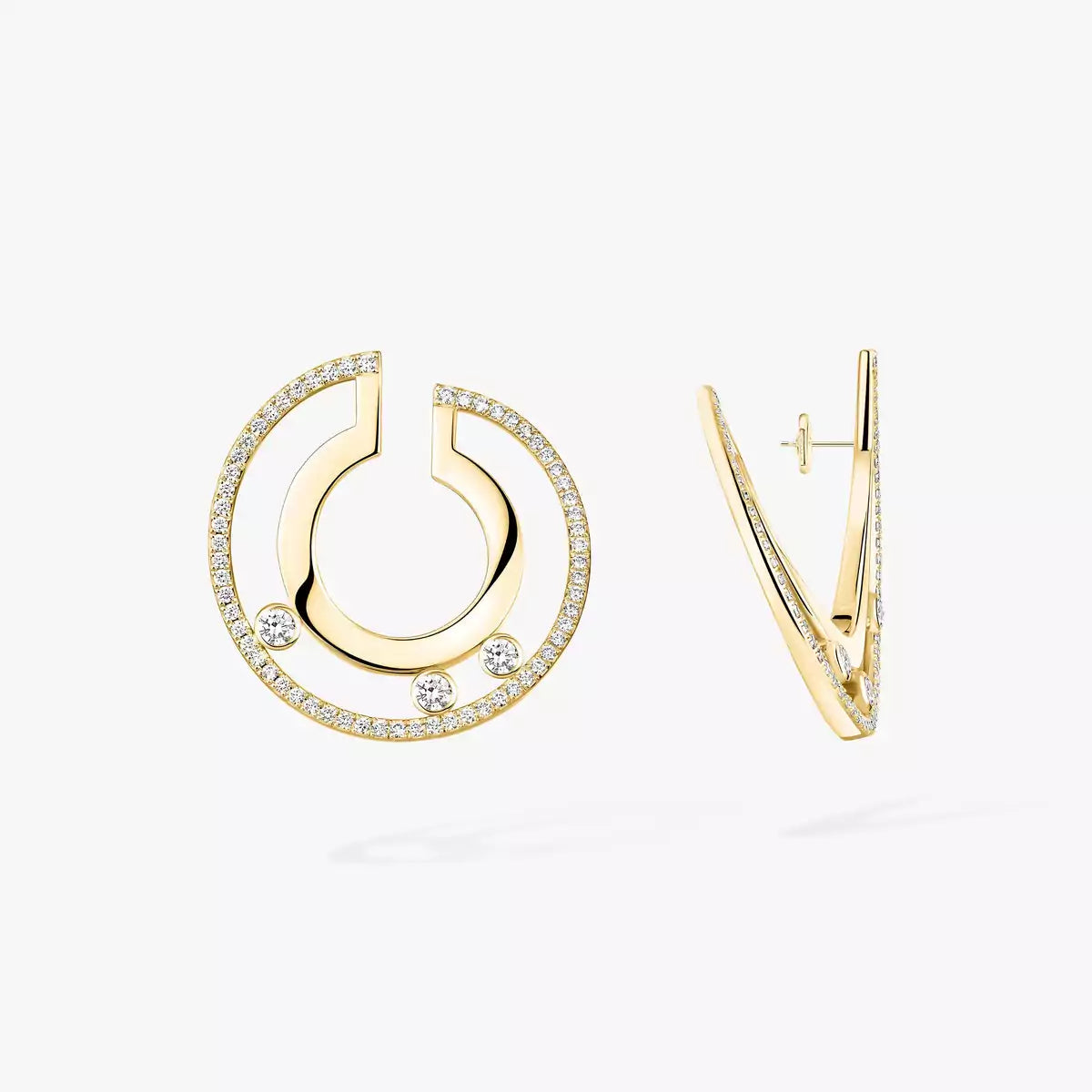 [Cadisa]Move Romane Small Diamond Hoop Earrings