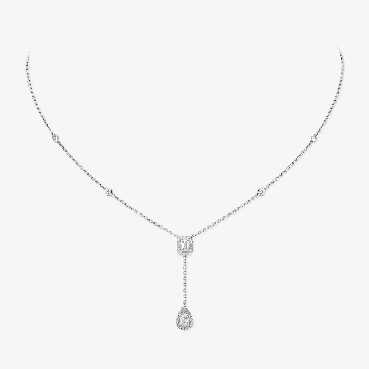 [Cadisa]Gold Diamond Tie Necklace