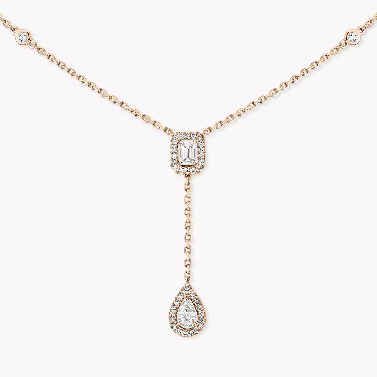 [Cadisa]Gold Diamond Tie Necklace