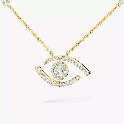 [Cadisa]Pave_ Diamond Necklace Lucky Eye
