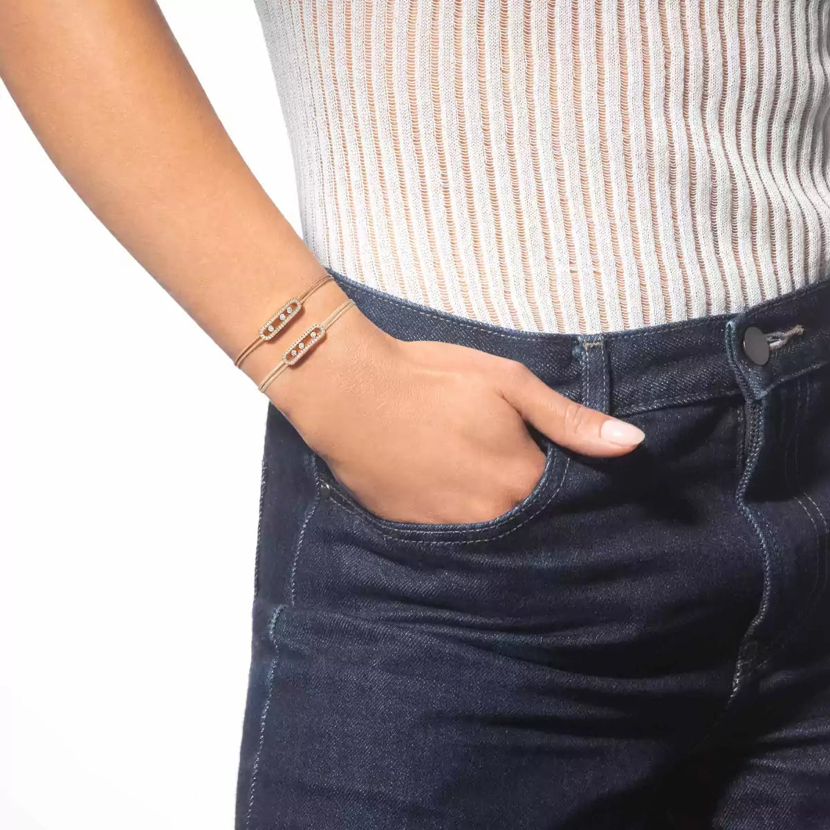 [Cadisa]Messika Care(s) pink cord pavé bracelet