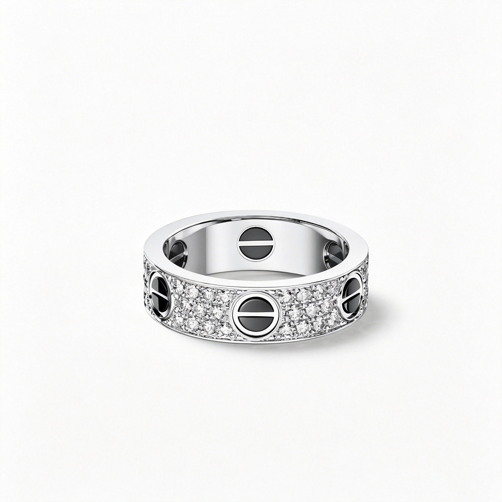 [Cadisa] LOVE RING 5.5MM DIAMONDS PAVED CERAMIC