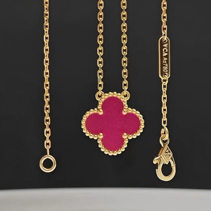 [Cadisa] NEW CLOVER 15MM PINK ENAMEL NECKLACE