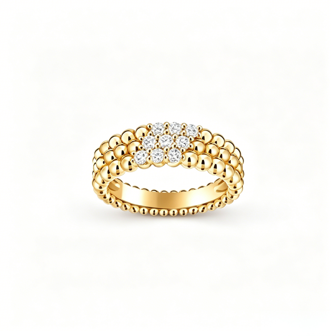 [Cadisa] THREE-ROW DIAMOND RING