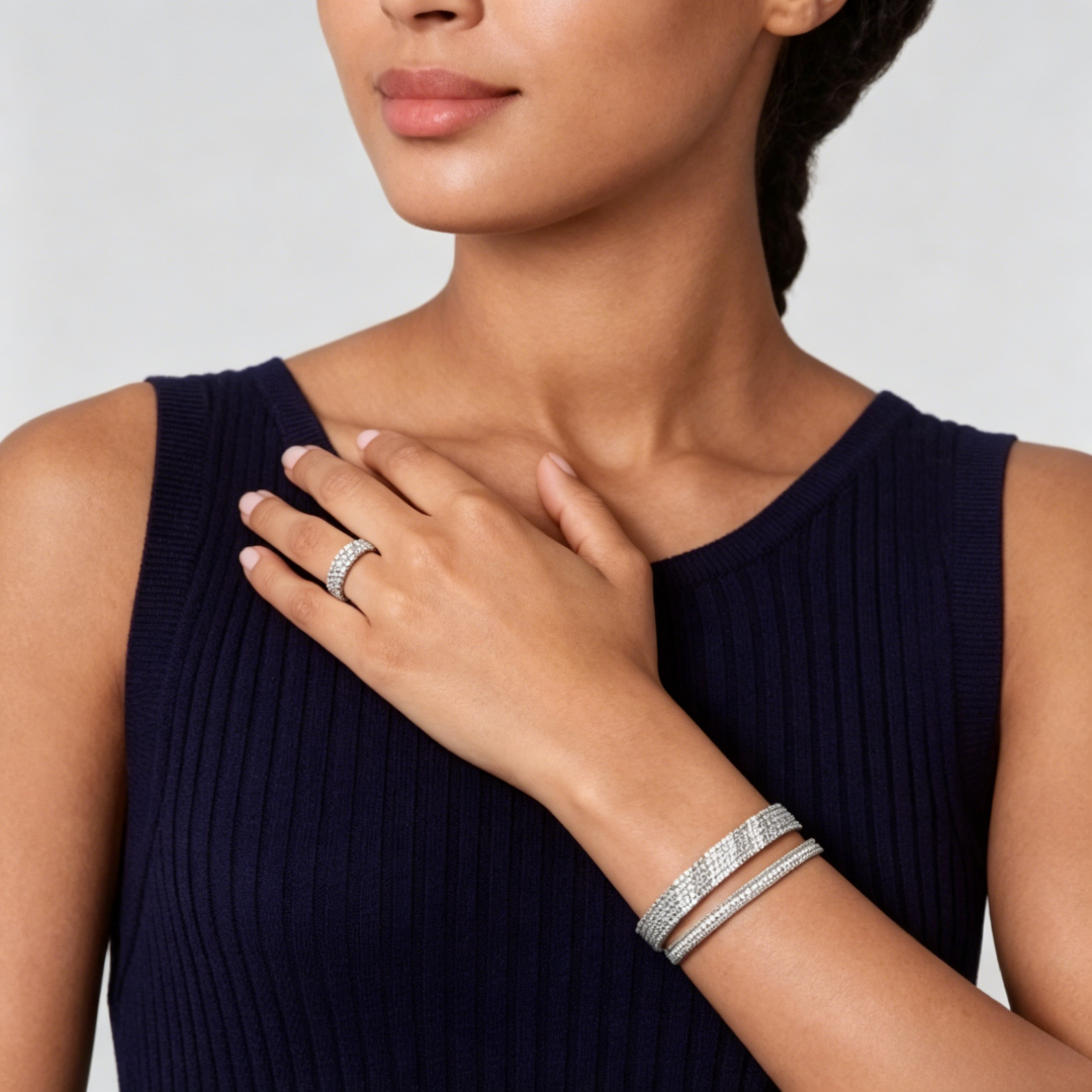 [Cadisa] THREE-ROW DIAMOND RING
