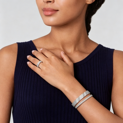 [Cadisa] THREE-ROW DIAMOND RING