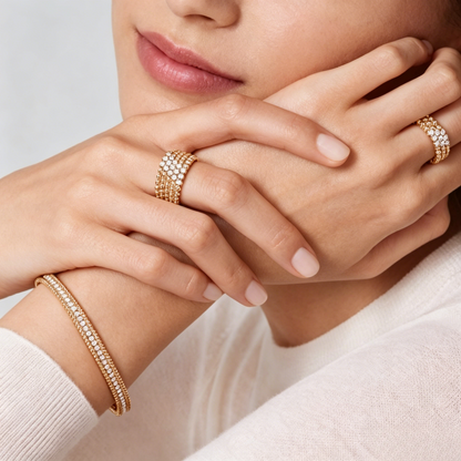 [Cadisa] THREE-ROW DIAMOND RING