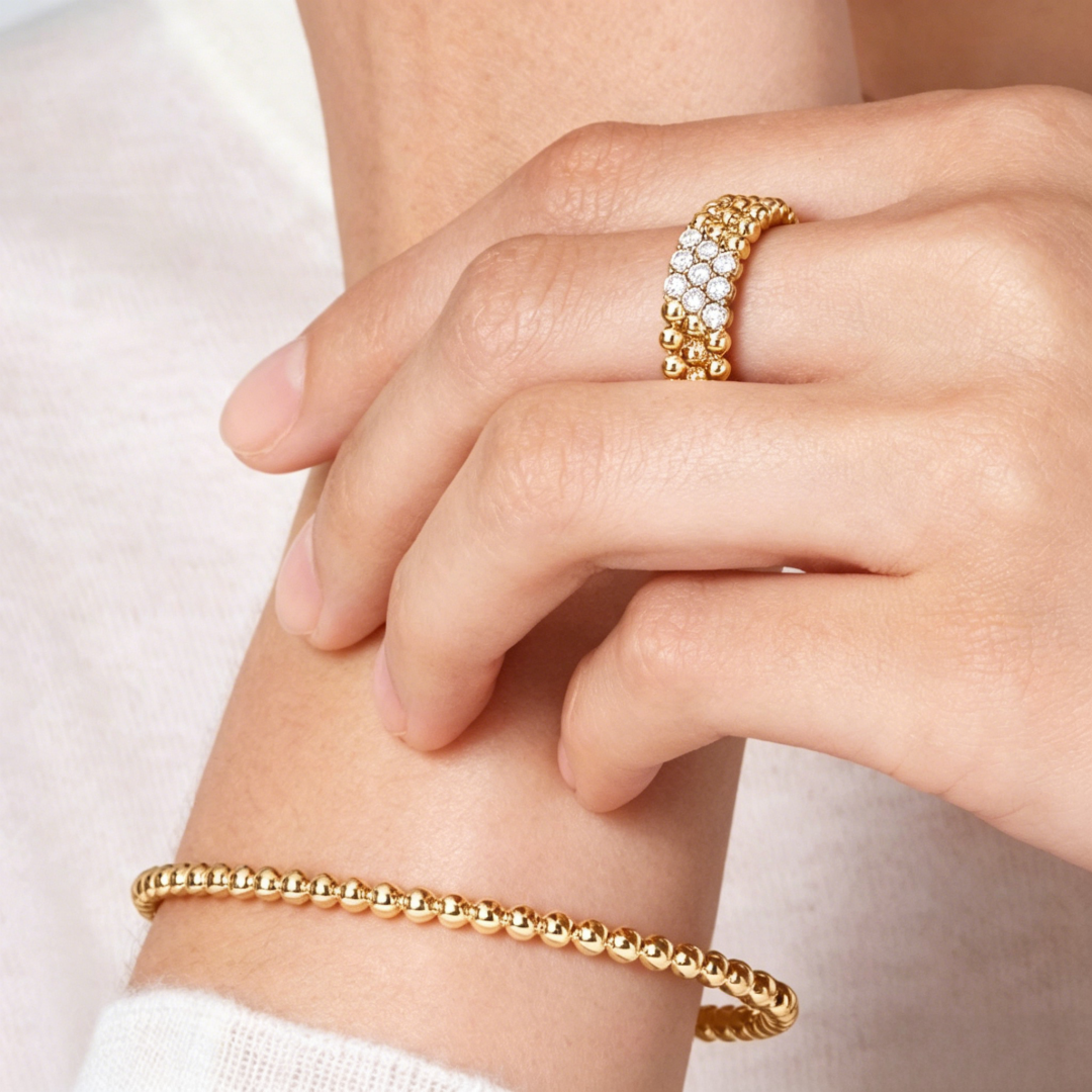 [Cadisa] THREE-ROW DIAMOND RING