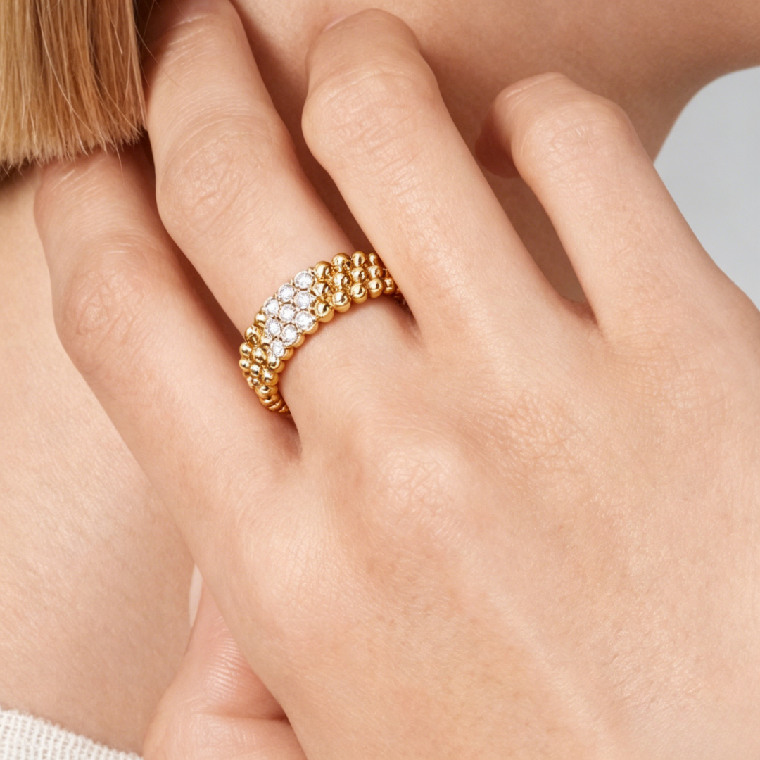 [Cadisa] THREE-ROW DIAMOND RING