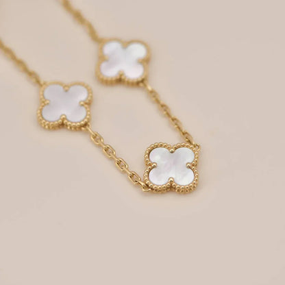 [Cadisa]CLOVER WHITE PEARL MOP 5 MOTIF BRACELET COLLECTION