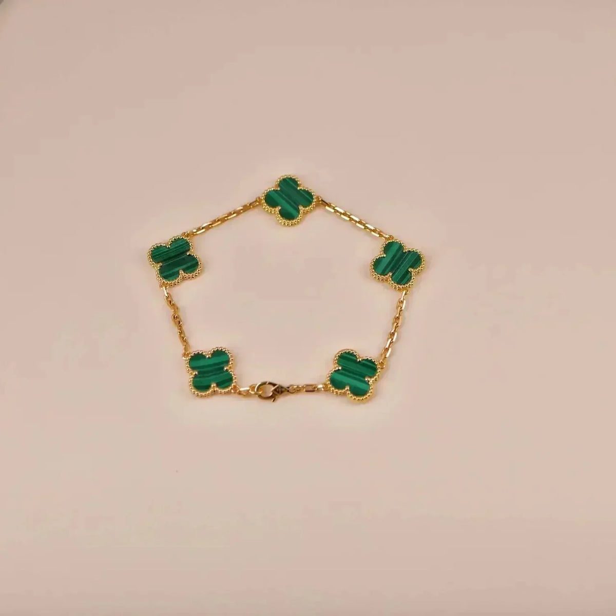 [Cadisa] CLOVER 5 MOTIF MALACHITE BRACELET COLLECTION