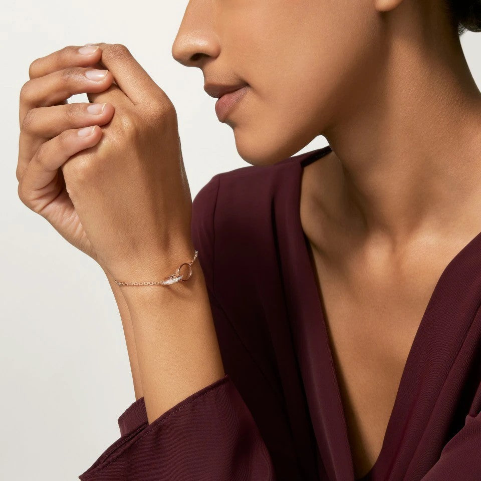 [Cadisa] LOVE DOUBLE RING HALF DIAMOND BRACELET