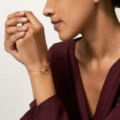 [Cadisa] LOVE DOUBLE RING HALF DIAMOND BRACELET