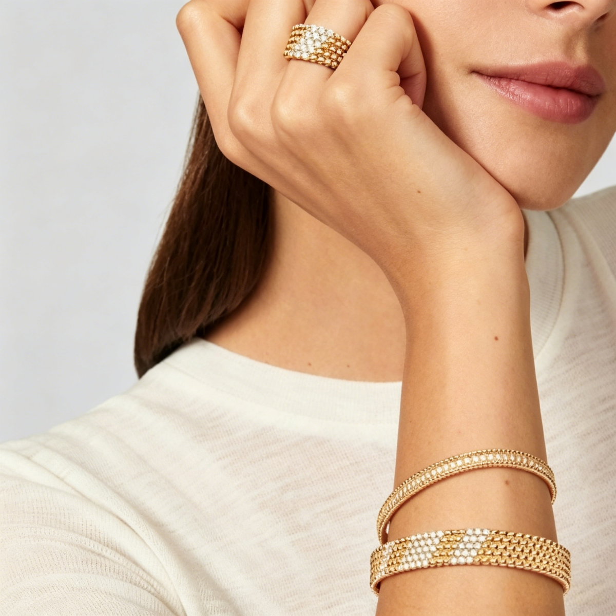 [Cadisa]  FIVE-ROW DIAMOND BRACELET