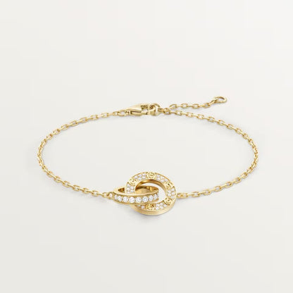 [Cadisa] LOVE DOUBLE RING FULL DIAMOND BRACELET