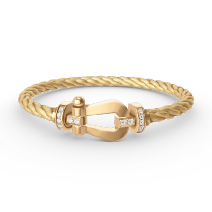 [Cadisa]FORCE LARGE HORSESHOE HALF DIAMOND BRACELET GOLD