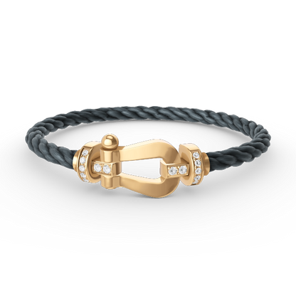 [Cadisa]FORCE LARGE HORSESHOE HALF DIAMOND BRACELET GOLD